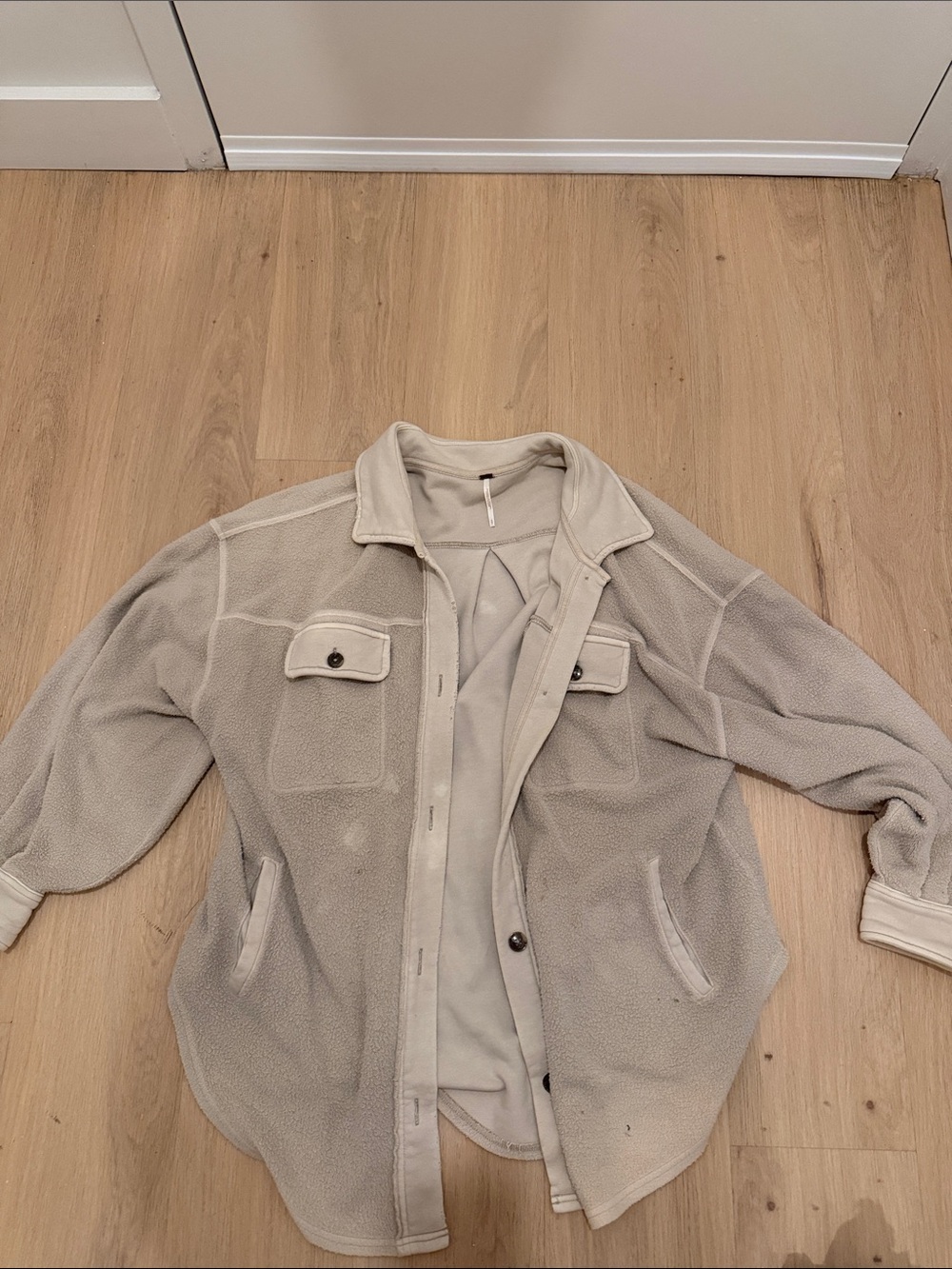Free People Neutral Beige Teddy shacket
